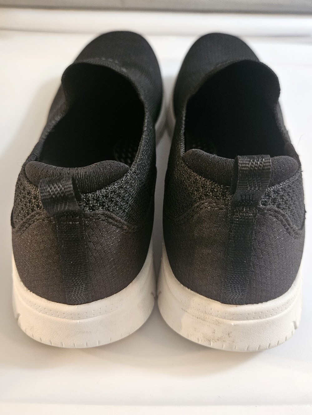 Skechers Black Slip-On Knit Sneakers with White Sole - Picture 2 of 10